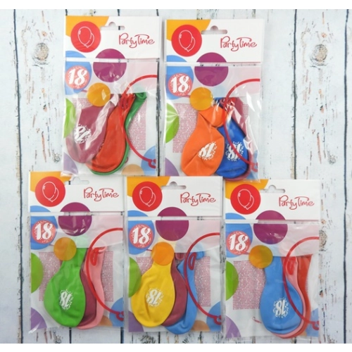 Balony z cyfrą 18 kolorowe 3 sztuki
